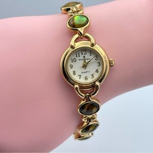 Etienne Aigner Women’s Gold Tone Quartz Watch Abalone Bracelet Links